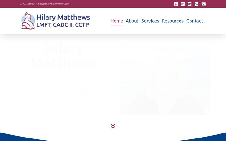 Screenshot of hilarymatthewslmft.com