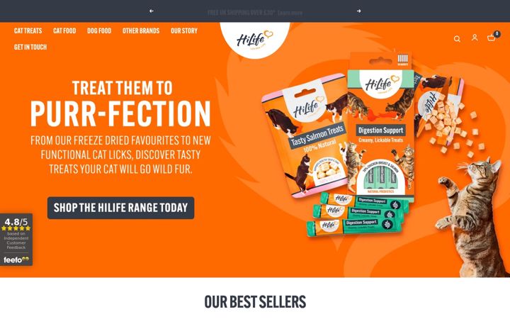 Screenshot of hilifepet.co.uk