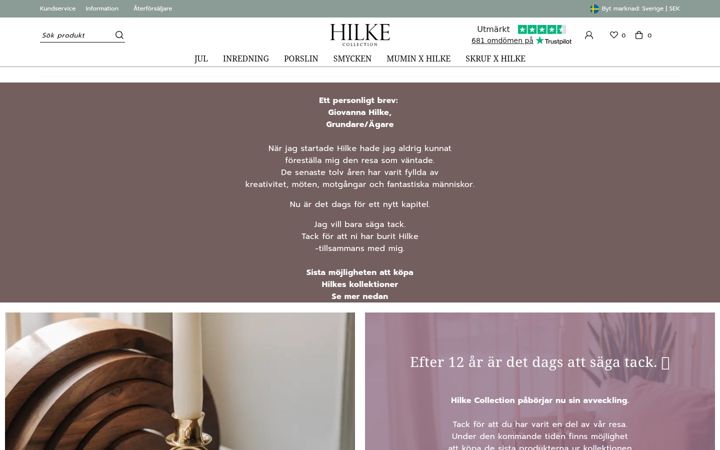 Screenshot of hilkecollection.se