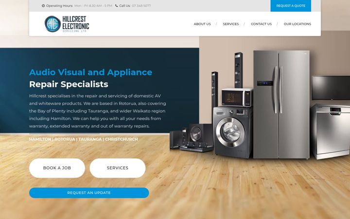 Screenshot of hillcrestelectronic.co.nz