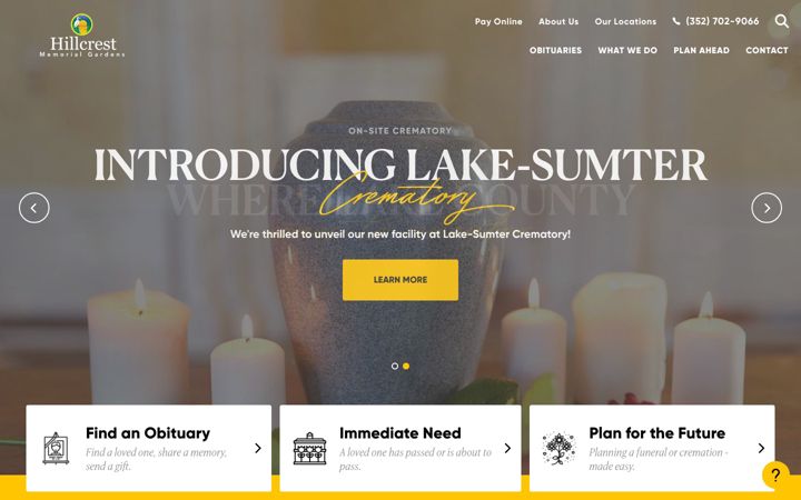 Screenshot of hillcrestmemgard.com