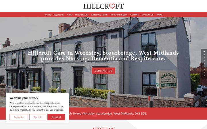 Screenshot of hillcroftcare.co.uk