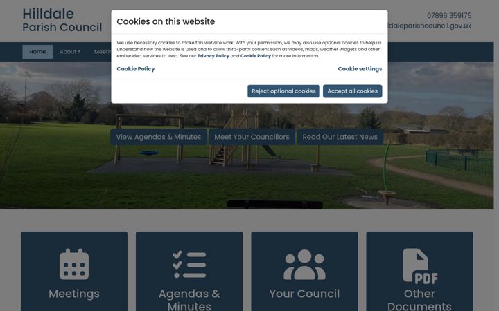 Screenshot of hilldaleparishcouncil.gov.uk