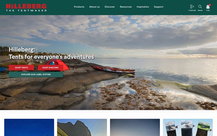 Screenshot of hilleberg.com