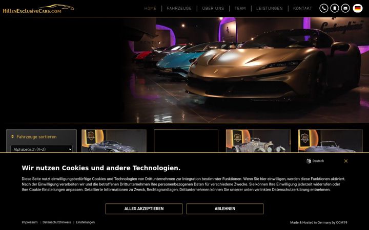 Screenshot of hillenexclusivecars.com