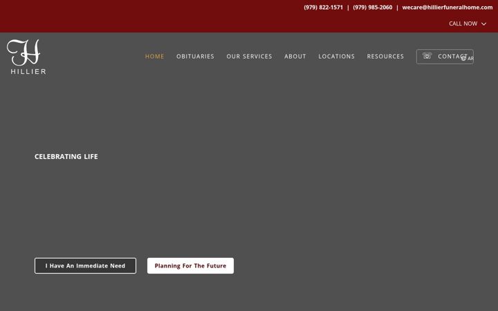 Screenshot of hillierfuneralhome.com