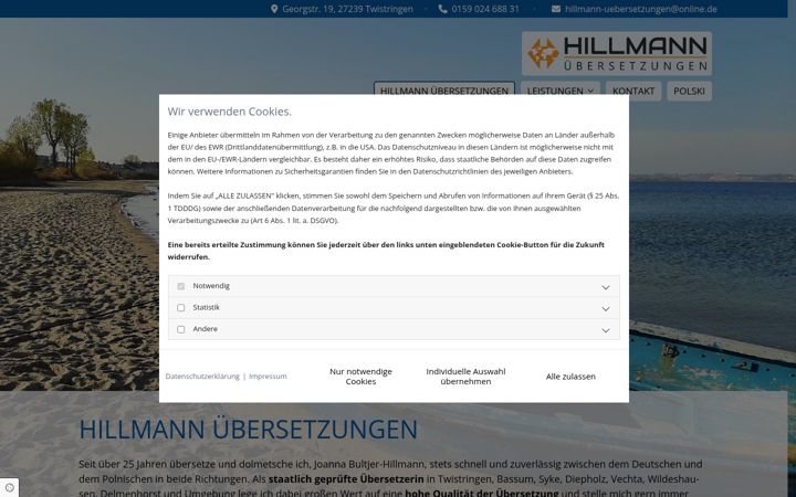 Screenshot of hillmann-uebersetzungen.de
