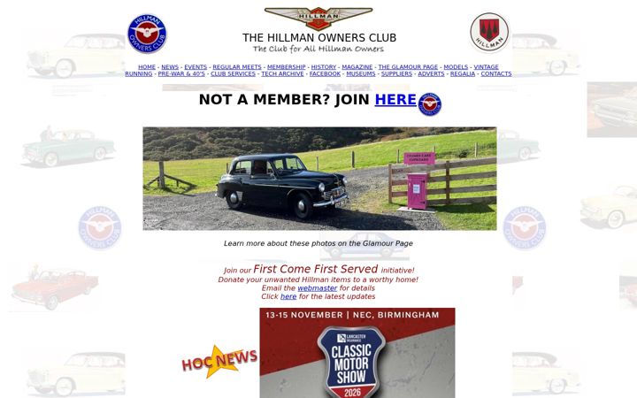 Screenshot of hillmanownersclub.co.uk