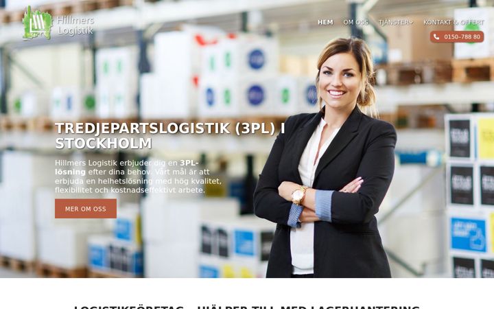 Screenshot van hillmerslogistik.se