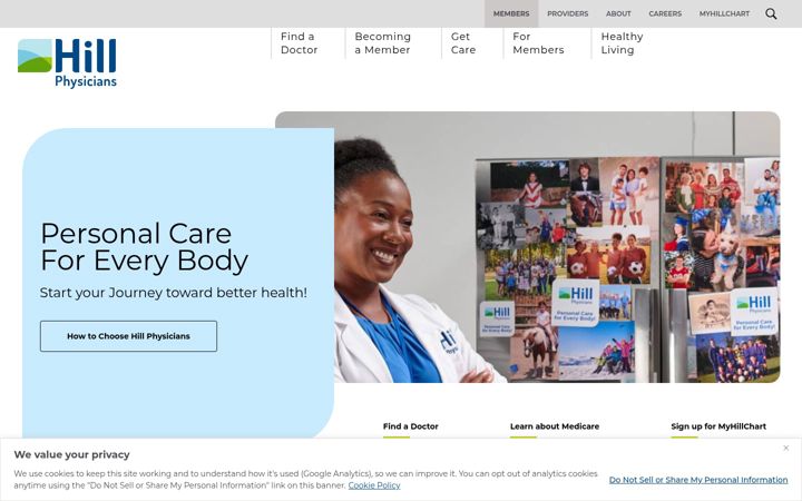 Screenshot of hillphysicians.com