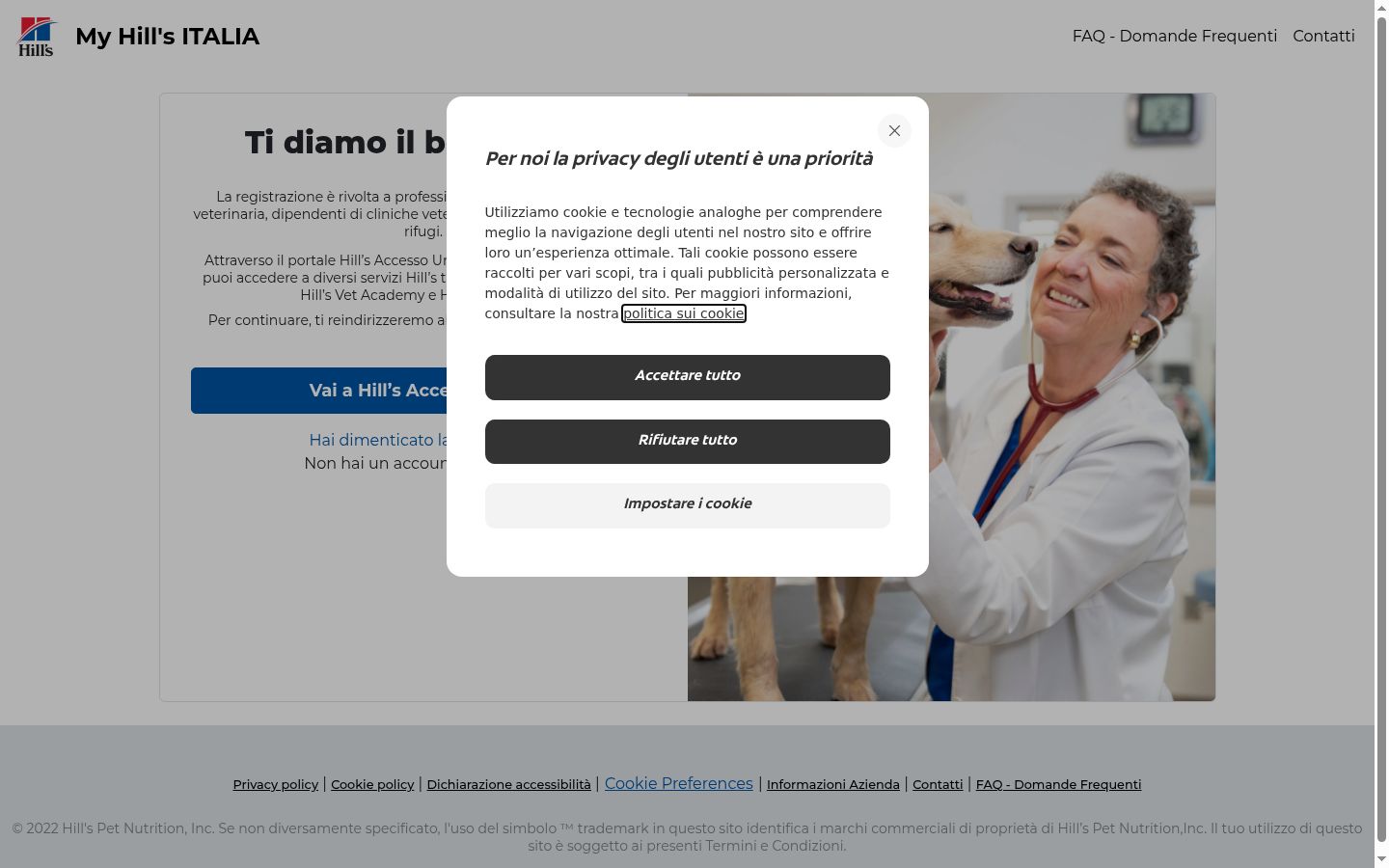 Screenshot des Einwilligungsbanners vor jeglicher Interaktion