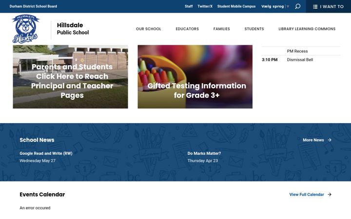 Screenshot of hillsdale.ddsb.ca