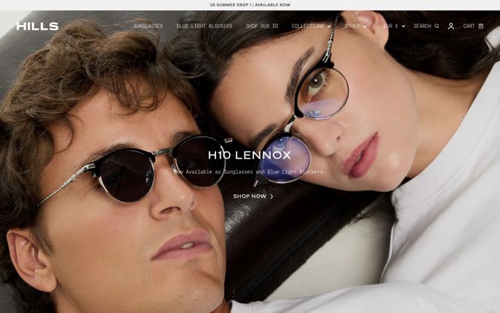 Screenshot of hillseyewear.com