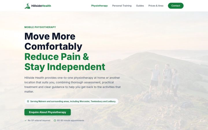 Screenshot of hillsidehealth.co.uk