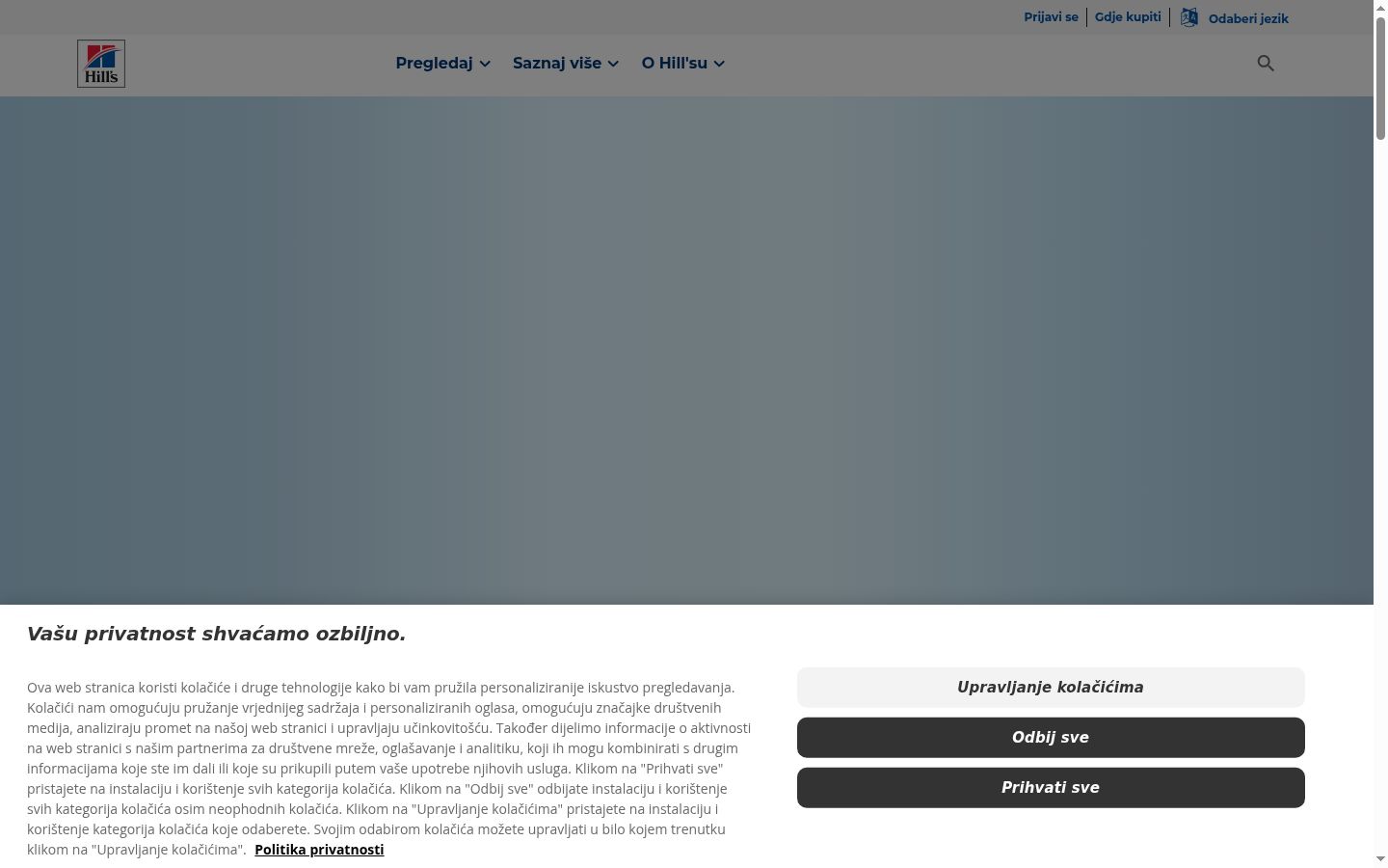 Screenshot des Einwilligungsbanners vor jeglicher Interaktion