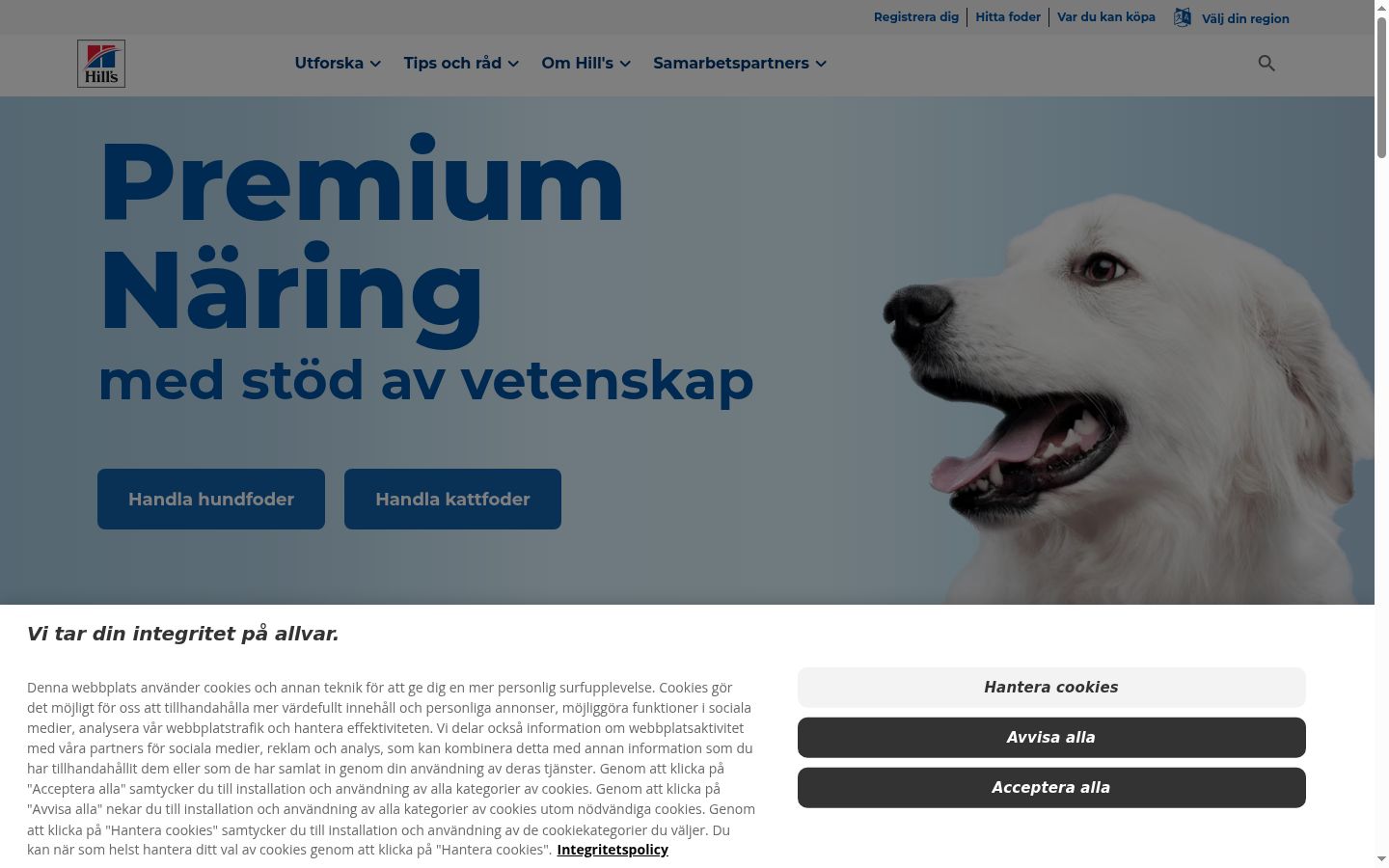 Screenshot del banner di consenso mostrato prima di qualsiasi interazione
