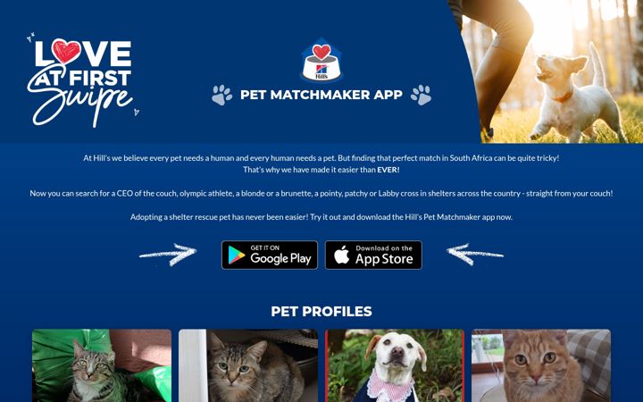 Screenshot of hillspetmatchmaker.co.za