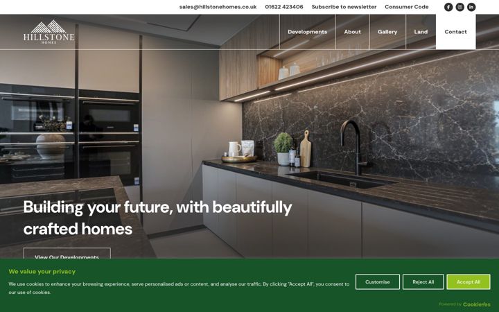 Screenshot of hillstonehomes.co.uk