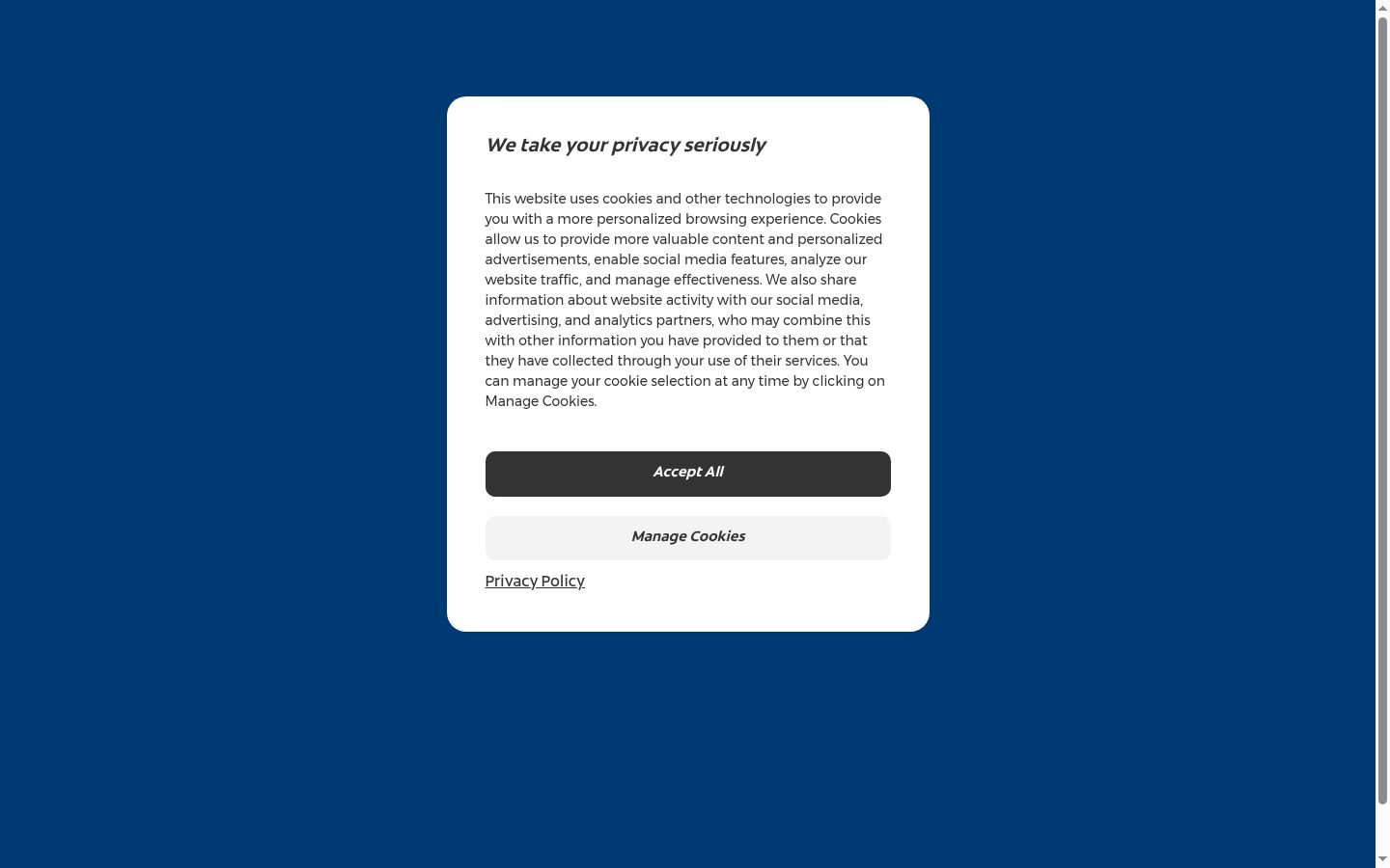 Capture d'écran de la bannière de consentement affichée avant toute interaction