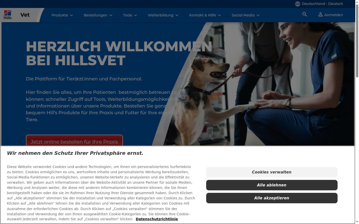 Ekrānuzņēmums ar piekrišanas baneri, kas tika rādīts pirms jebkādas mijiedarbības