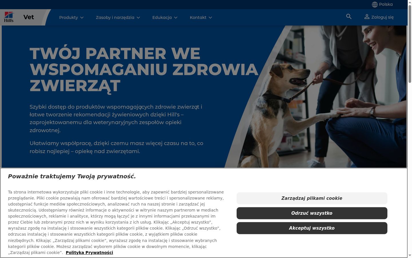 Posnetek zaslona pasice za privolitev, prikazane pred kakršno koli interakcijo