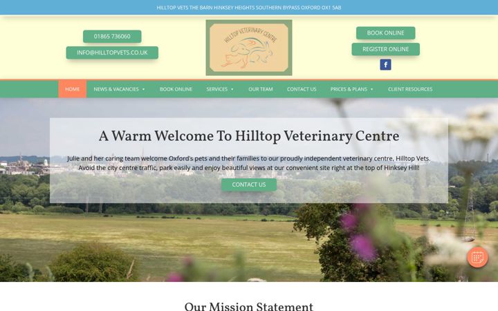 Screenshot of hilltopvets.co.uk