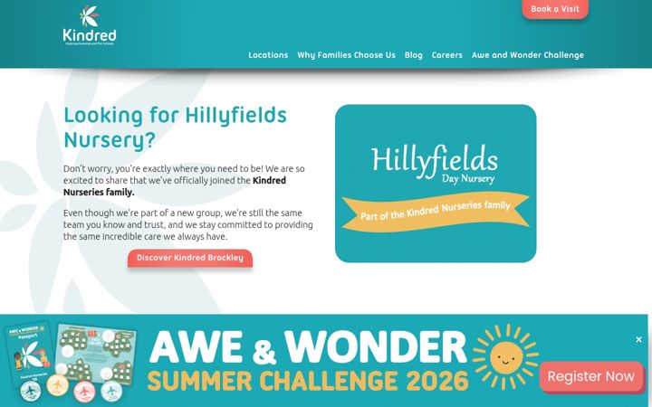 Screenshot of hillyfieldsnursery.co.uk