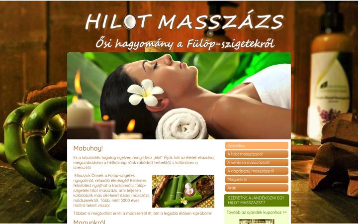 Screenshot of hilotmasszazs.hu