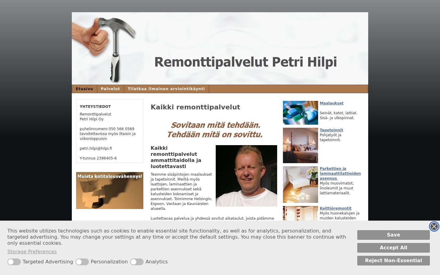 Sutikimo reklamjuostės, rodytos prieš bet kokią sąveiką, ekrano kopija