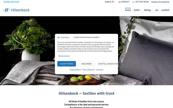 Screenshot of hilsenbeck-textiles.com