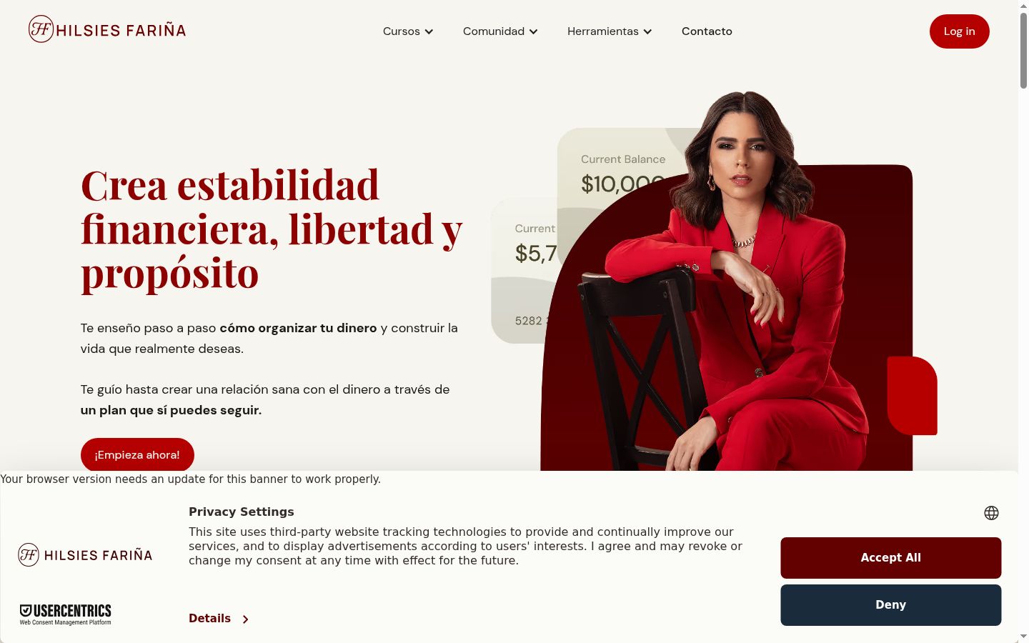 Screenshot tal-banner tal-kunsens muri qabel kwalunkwe interazzjoni