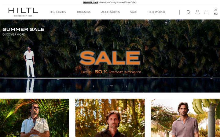 Screenshot of hiltl.de