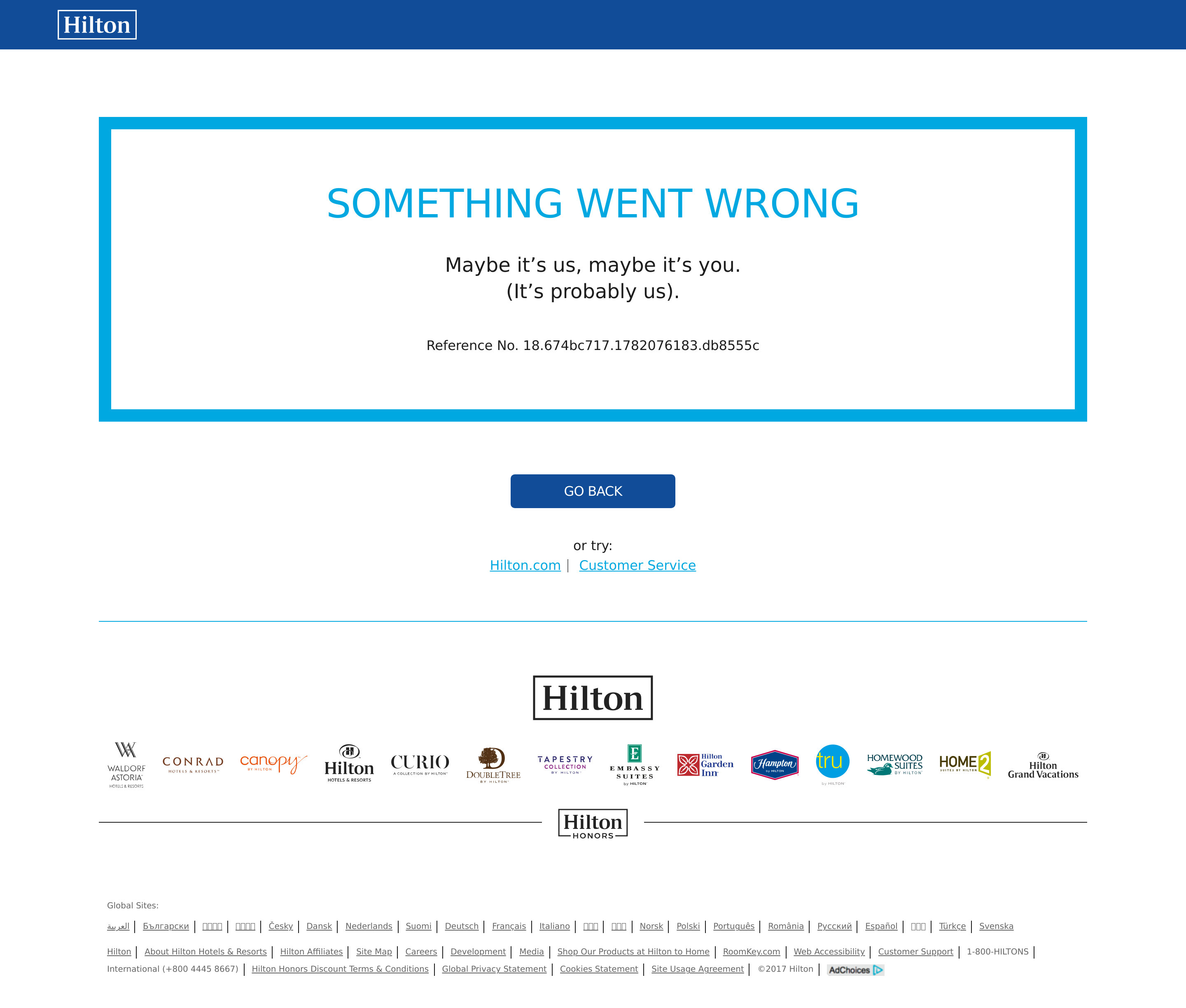 Screenshot of hilton.com