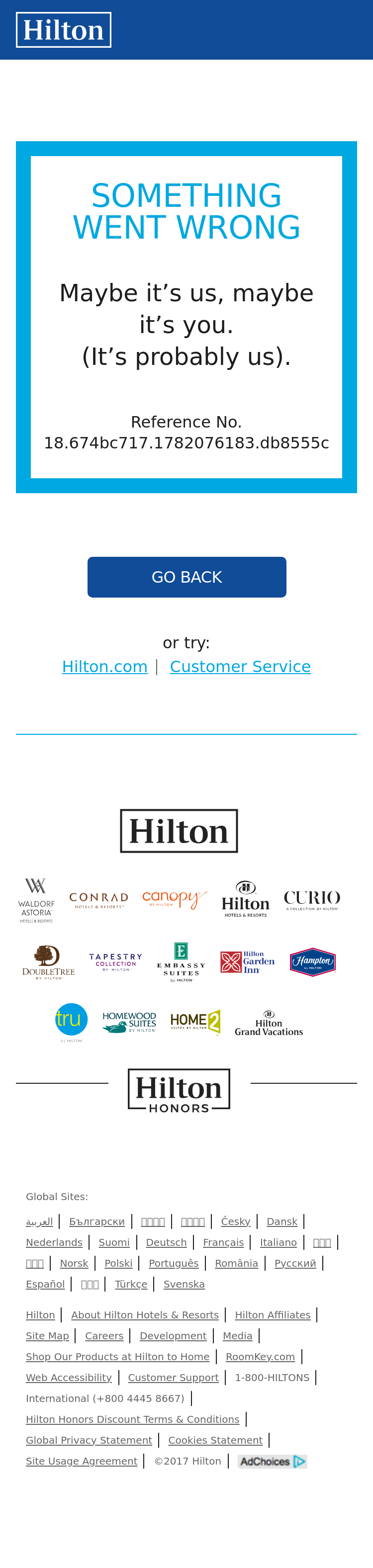 Mobile screenshot of hilton.com