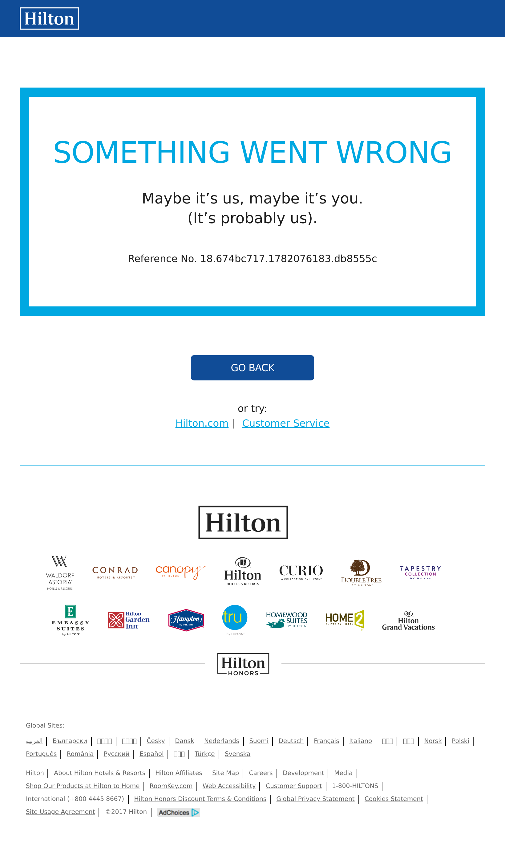 Tablet screenshot of hilton.com