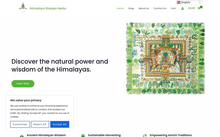 Screenshot of himalayasherpaherbs.com