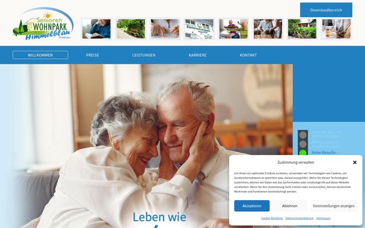 Screenshot of himmelblau-website.de