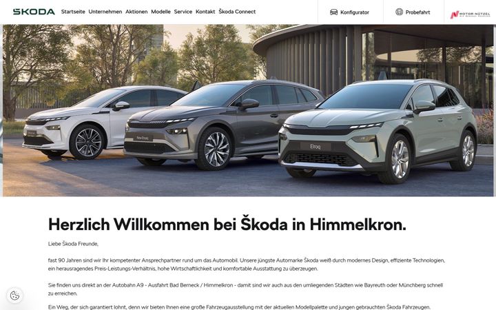 Screenshot of himmelkron.skoda-auto.de