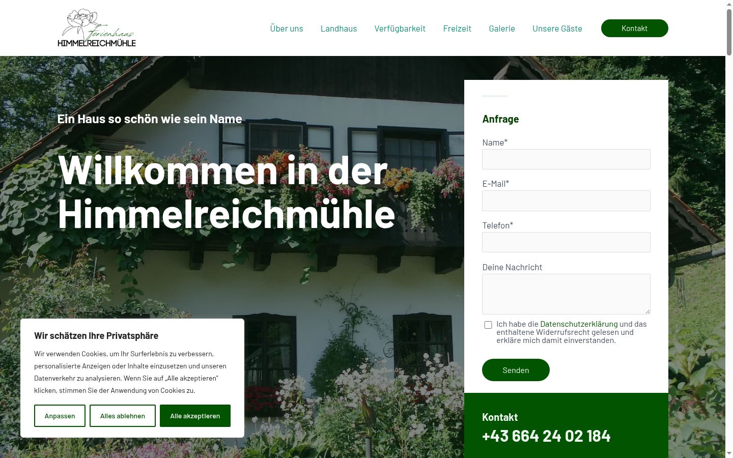 Screenshot des Einwilligungsbanners vor jeglicher Interaktion
