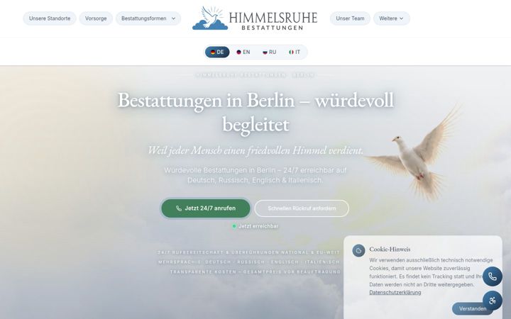 Screenshot of himmelsruhe-bestattungen.de