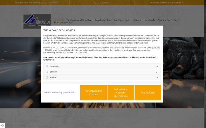 Screenshot of hinck-metallbau.de