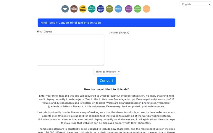 Screenshot of hinditools.org