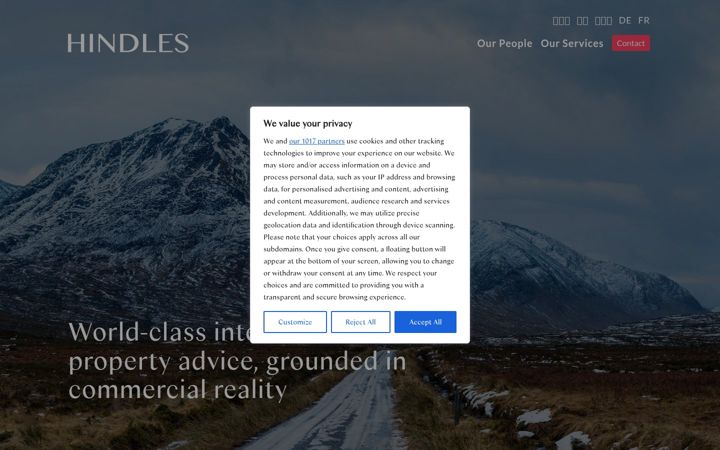 Screenshot of hindles.co.uk