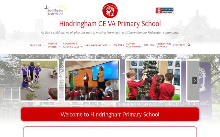 Screenshot of hindringham.norfolk.sch.uk