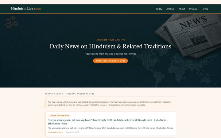 Screenshot of hinduismlive.com
