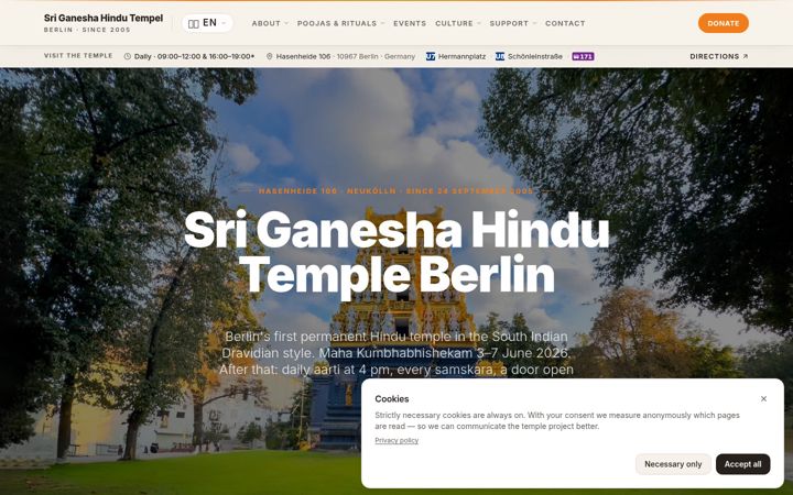 Screenshot of hindutempleberlin.de