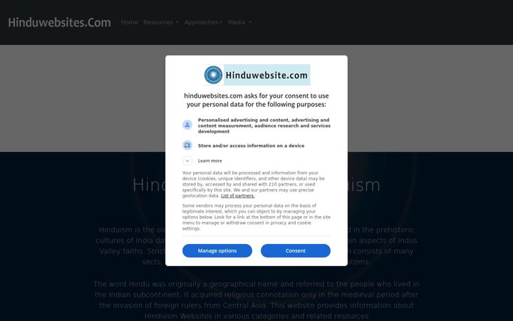 Screenshot of hinduwebsites.com