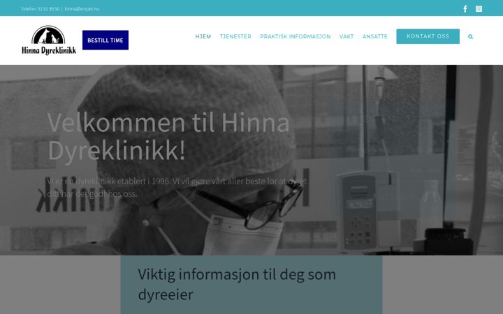 Screenshot of hinnadyreklinikk.no