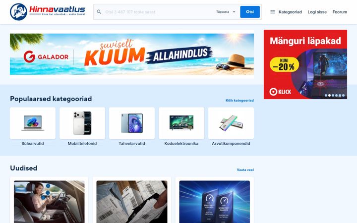 Screenshot of hinnavaatlus.ee