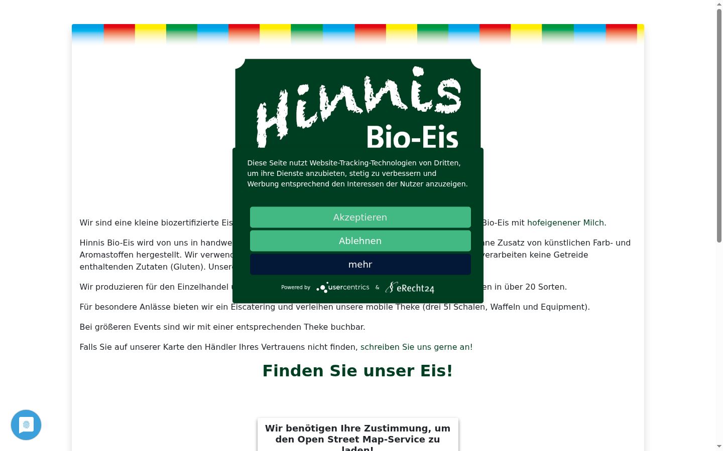 Screenshot del banner di consenso mostrato prima di qualsiasi interazione
